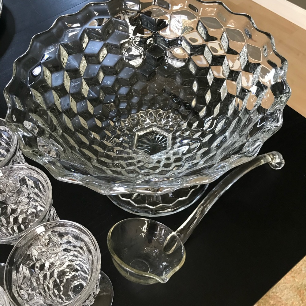 American Fostoria punch bowl set